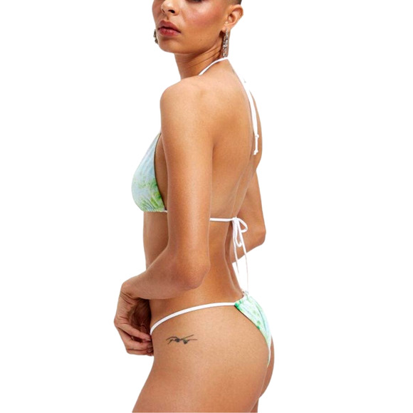 NWT GOOD AMERICAN Matte Tiny Tie Triangle Top Fixed Bottom Green Marble - XL (4) - Picture 4 of 9